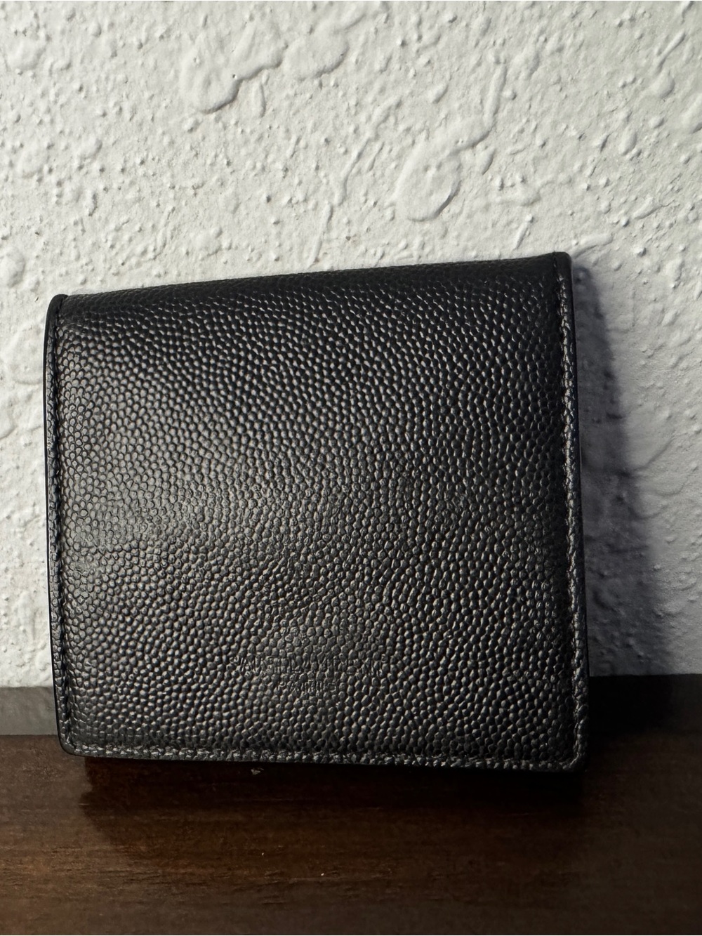 Saint Laurent Textured Black Leather Coin Pouch